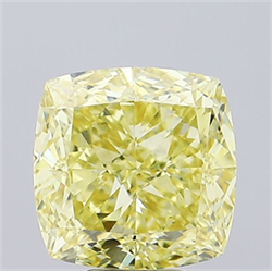 Picture of Lab Grown Diamond 7.75 Carats, CUSHION MODIFIED with  Cut, Fancy Intense Yellow Color, VS1 Clarity and Certified by IGI