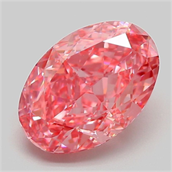 Picture of Lab Grown Diamond 3.07 Carats, Oval with  Cut, Fancy Vivid Pink Color, VVS2 Clarity and Certified by IGI