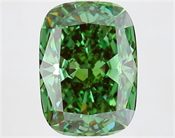 Picture of Lab Grown Diamond 4.06 Carats, CUSHION MODIFIED with  Cut, Fancy Vivid Green Color, VS1 Clarity and Certified by IGI