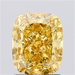 Picture of Lab Grown Diamond 1.52 Carats, CUSHION MODIFIED with  Cut, Fancy Vivid Yellow Color, VS1 Clarity and Certified by IGI