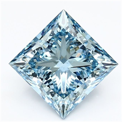 Picture of Lab Grown Diamond 2.71 Carats, Princess with  Cut, Fancy Vivid Blue Color, VS2 Clarity and Certified by IGI