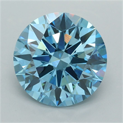 Picture of Lab Grown Diamond 3.02 Carats, Round with Ideal Cut, Fancy Vivid Blue Color, VVS2 Clarity and Certified by IGI