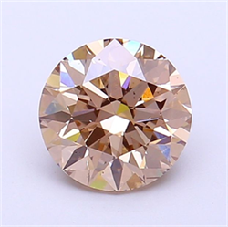Picture of Lab Grown Diamond 1.51 Carats, Round with Ideal Cut, Fancy Light Brown Color, VS2 Clarity and Certified by IGI