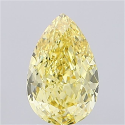 Picture of Lab Grown Diamond 3.08 Carats, Pear with  Cut, Fancy Intense Yellow Color, VS1 Clarity and Certified by IGI