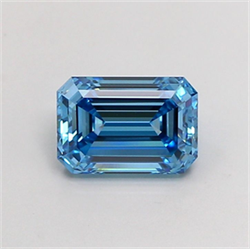 Picture of Lab Grown Diamond 1.65 Carats, Emerald with  Cut, Fancy Vivid Blue Color, VS1 Clarity and Certified by IGI