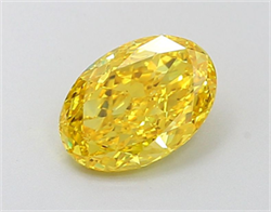 Picture of Lab Grown Diamond 1.35 Carats, Oval with  Cut, Fancy Vivid Yellow Color, IF Clarity and Certified by IGI