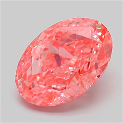 Picture of Lab Grown Diamond 3.19 Carats, Oval with  Cut, Fancy Vivid Pink Color, VVS2 Clarity and Certified by IGI