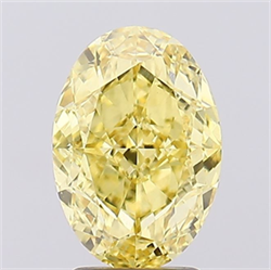 Picture of Lab Grown Diamond 3.31 Carats, Oval with  Cut, Fancy Vivid Yellow Color, VS1 Clarity and Certified by IGI