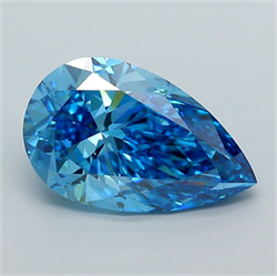 Picture of Lab Grown Diamond 3.07 Carats, Pear with  Cut, Fancy Vivid Blue Color, VS1 Clarity and Certified by IGI