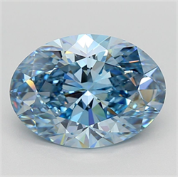 Picture of Lab Grown Diamond 3.56 Carats, Oval with  Cut, Fancy Vivid Blue Color, VVS2 Clarity and Certified by IGI