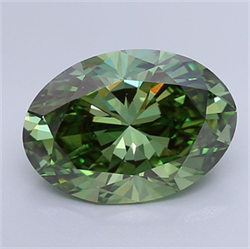 Picture of Lab Grown Diamond 6.00 Carats, Oval with  Cut, Fancy Vivid Green Color, VS1 Clarity and Certified by IGI