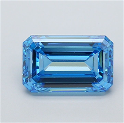 Picture of Lab Grown Diamond 3.06 Carats, Emerald with  Cut, Fancy Vivid Blue Color, VS1 Clarity and Certified by IGI