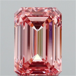 Picture of Lab Grown Diamond 1.75 Carats, Emerald with  Cut, Fancy Vivid Pink Color, VVS2 Clarity and Certified by IGI