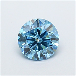 Picture of Lab Grown Diamond 1.38 Carats, Round with Ideal Cut, Fancy Vivid Blue Color, VS1 Clarity and Certified by IGI