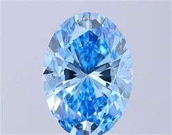 Picture of Lab Grown Diamond 5.08 Carats, Oval with  Cut, Fancy Vivid Blue Color, VS2 Clarity and Certified by IGI