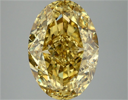 Picture of Lab Grown Diamond 6.09 Carats, Oval with  Cut, Fancy Vivid Yellow Color, VS1 Clarity and Certified by IGI