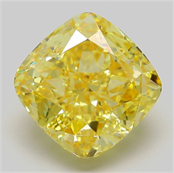 Picture of Lab Grown Diamond 6.28 Carats, CUSHION MODIFIED with  Cut, Fancy Vivid Yellow Color, VVS2 Clarity and Certified by IGI