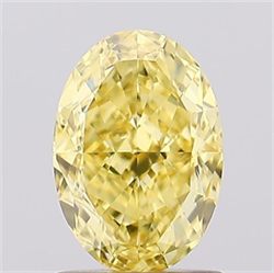 Picture of Lab Grown Diamond 1.40 Carats, Oval with  Cut, Fancy Vivid Yellow Color, VS1 Clarity and Certified by IGI
