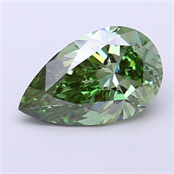 Picture of Lab Grown Diamond 1.58 Carats, Pear with  Cut, Fancy Vivid Green Color, VS1 Clarity and Certified by IGI