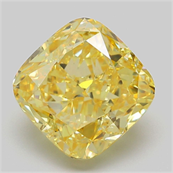 Picture of Lab Grown Diamond 5.38 Carats, CUSHION MODIFIED with  Cut, Fancy Vivid Yellow Color, VVS2 Clarity and Certified by IGI