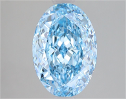 Picture of Lab Grown Diamond 3.02 Carats, Oval with  Cut, Fancy Vivid Blue Color, VS1 Clarity and Certified by IGI