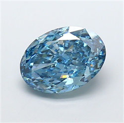 Picture of Lab Grown Diamond 5.03 Carats, Oval with  Cut, Fancy Vivid Blue Color, VS1 Clarity and Certified by IGI