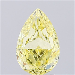 Picture of Lab Grown Diamond 2.09 Carats, Pear with  Cut, Fancy Intense Yellow Color, VVS2 Clarity and Certified by IGI