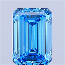 Picture of Lab Grown Diamond 2.00 Carats, Emerald with  Cut, Fancy Vivid Blue Color, VS1 Clarity and Certified by IGI