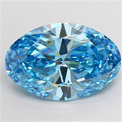 Picture of Lab Grown Diamond 10.01 Carats, Oval with  Cut, Fancy Vivid Blue Color, VS2 Clarity and Certified by IGI