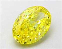 Picture of Lab Grown Diamond 2.05 Carats, Oval with  Cut, Fancy Vivid Yellow Color, VVS2 Clarity and Certified by IGI