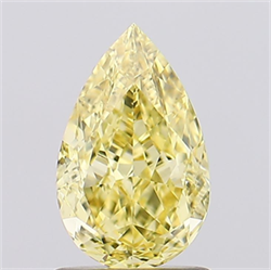 Picture of Lab Grown Diamond 1.30 Carats, Pear with  Cut, Fancy Vivid Yellow Color, VS1 Clarity and Certified by IGI
