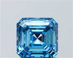 Picture of Lab Grown Diamond 1.29 Carats, Asscher with  Cut, Fancy Vivid Blue Color, VVS2 Clarity and Certified by IGI