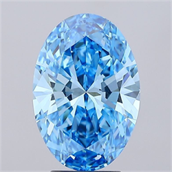 Picture of Lab Grown Diamond 4.03 Carats, Oval with  Cut, Fancy Vivid Blue Color, VVS2 Clarity and Certified by IGI