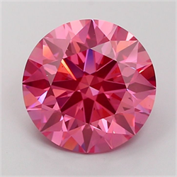 Picture of Lab Grown Diamond 5.01 Carats, Round with Ideal Cut, Fancy Vivid Pink Color, VS1 Clarity and Certified by IGI