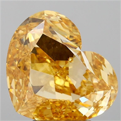 Picture of Lab Grown Diamond 5.52 Carats, Heart with  Cut, Fancy Intense Yellow Color, VVS2 Clarity and Certified by IGI
