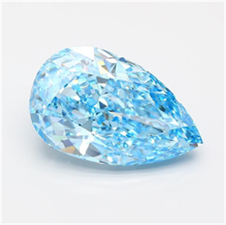 Picture of Lab Grown Diamond 10.06 Carats, Pear with  Cut, Fancy Vivid Blue Color, VVS2 Clarity and Certified by IGI