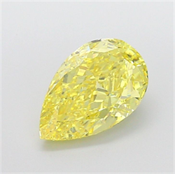 Picture of Lab Grown Diamond 4.02 Carats, Pear with  Cut, Fancy Vivid Yellow Color, VS2 Clarity and Certified by IGI