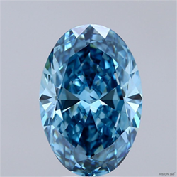 Picture of Lab Grown Diamond 4.51 Carats, Oval with  Cut, Fancy Vivid Blue Color, VS1 Clarity and Certified by IGI