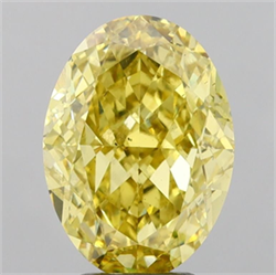 Picture of Lab Grown Diamond 5.20 Carats, Oval with  Cut, Fancy Vivid Yellow Color, VS2 Clarity and Certified by IGI
