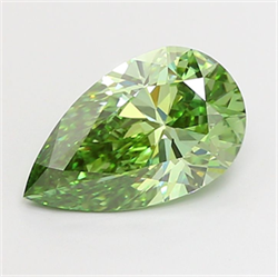 Picture of Lab Grown Diamond 2.54 Carats, Pear with  Cut, Fancy Vivid Green Color, VS1 Clarity and Certified by IGI