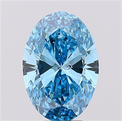 Picture of Lab Grown Diamond 4.51 Carats, Oval with  Cut, Fancy Vivid Blue Color, VS1 Clarity and Certified by IGI