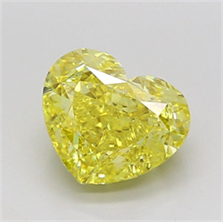 Picture of Lab Grown Diamond 2.02 Carats, Heart with  Cut, Fancy Vivid Yellow Color, VVS2 Clarity and Certified by IGI