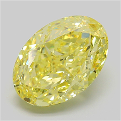 Picture of Lab Grown Diamond 5.62 Carats, Oval with  Cut, Fancy Vivid Yellow Color, VVS2 Clarity and Certified by IGI