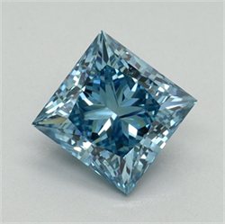 Picture of Lab Grown Diamond 1.51 Carats, Princess with  Cut, Fancy Vivid Blue Color, VVS2 Clarity and Certified by IGI