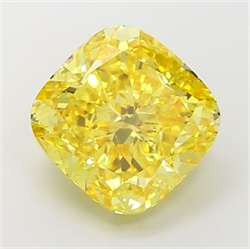 Picture of Lab Grown Diamond 8.53 Carats, CUSHION MODIFIED with  Cut, Fancy Vivid Yellow Color, VS2 Clarity and Certified by IGI