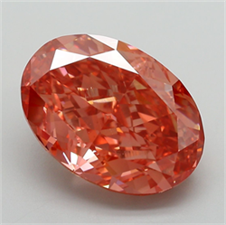 Picture of Lab Grown Diamond 6.88 Carats, Oval with  Cut, Fancy Vivid Pink Color, VS1 Clarity and Certified by IGI