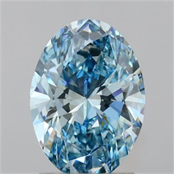 Picture of Lab Grown Diamond 2.01 Carats, Oval with  Cut, Fancy Vivid Blue Color, VS1 Clarity and Certified by IGI