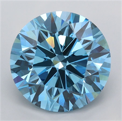 Picture of Lab Grown Diamond 3.94 Carats, Round with Ideal Cut, Fancy Vivid Blue Color, VS1 Clarity and Certified by IGI