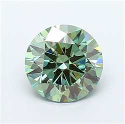 Picture of Lab Grown Diamond 2.09 Carats, Round with Ideal Cut, Fancy Vivid Green Color, VS2 Clarity and Certified by IGI