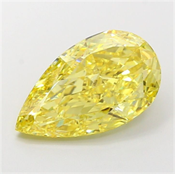 Picture of Lab Grown Diamond 4.38 Carats, Pear with  Cut, Fancy Vivid Yellow Color, VS1 Clarity and Certified by IGI